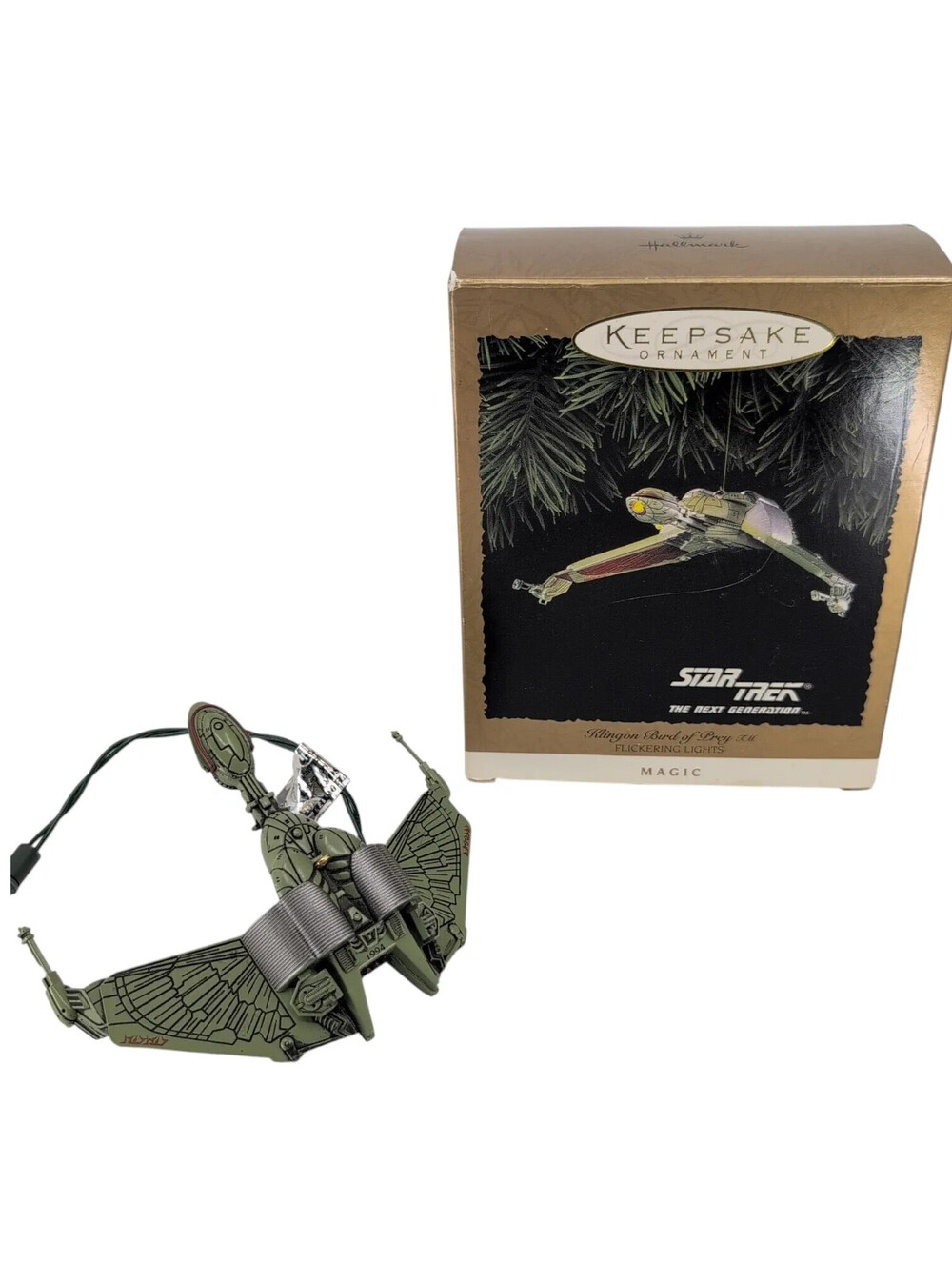 Vintage Hallmark Keepsake Star Trek Klingon Bird Of Prey Light Up Ornament Boxed